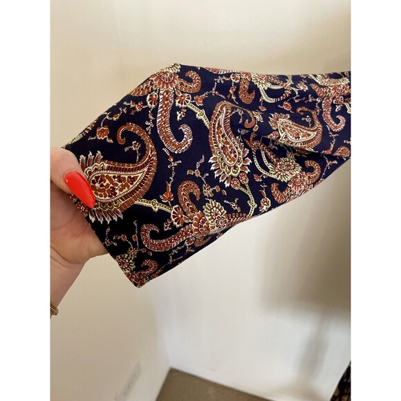 Boohoo Navy and Orange Paisley 3/4 Sleeve Mini Dress Size 12 Large - Picture 2 of 6